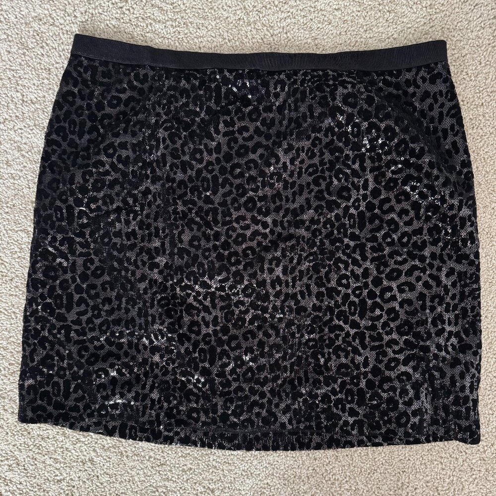 Sequin Leopard Print Skirt